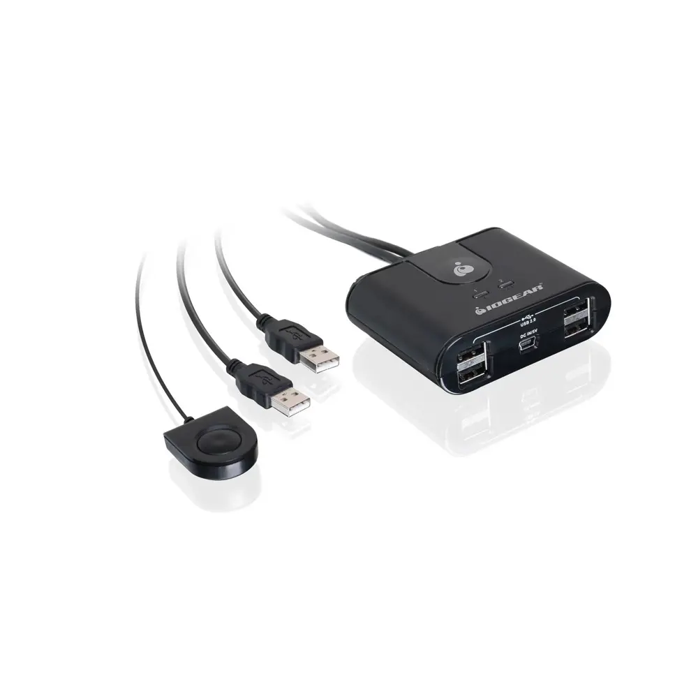 IOGEAR 2x4 USB 2.0 Peripheral Sharing Switch with Switching Ports, Compatible with Computers & Office Network Components