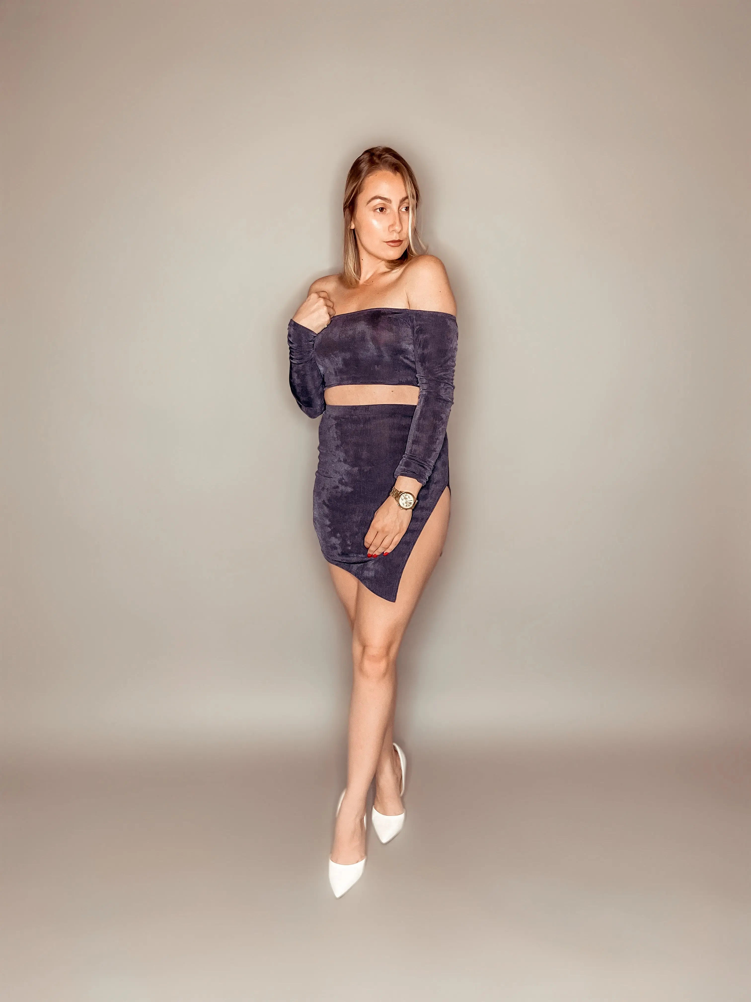 Mila Shimmer Two Piece (Gun Metal Blue)