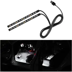 LED Strip Light, 24 LED Auto Interior Under Dash Atmosphere Lights with USB Port,  Decor Lamp Ambient Night Light Strip Lighting Kit, Universal  Accessories (White)