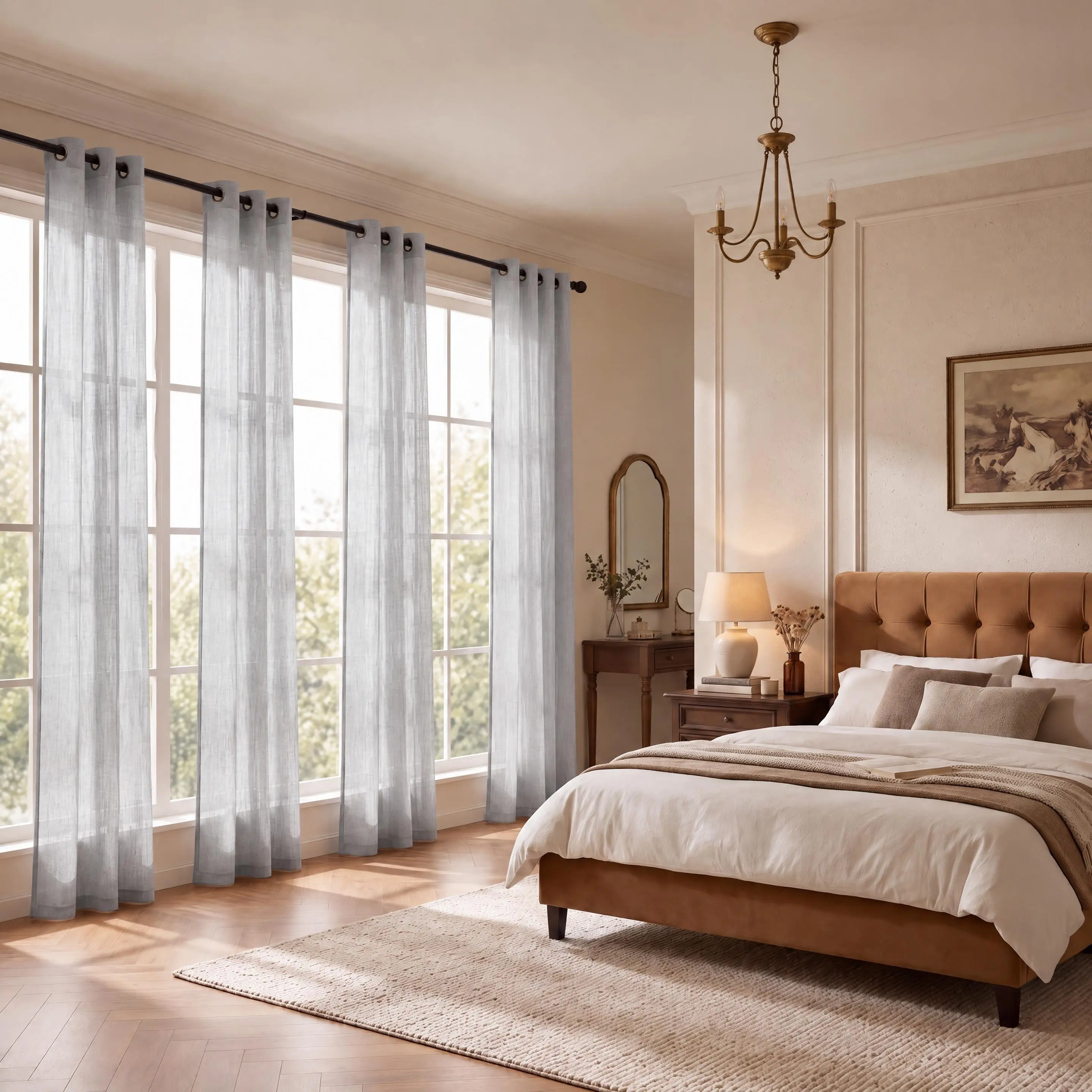 Ornate 4-Panel Set Soft Fancy Semi -Sheer & Light Sheer Curtains,Multi Designs And Colors,  FT2503 Black Friday Holiday Home Deals