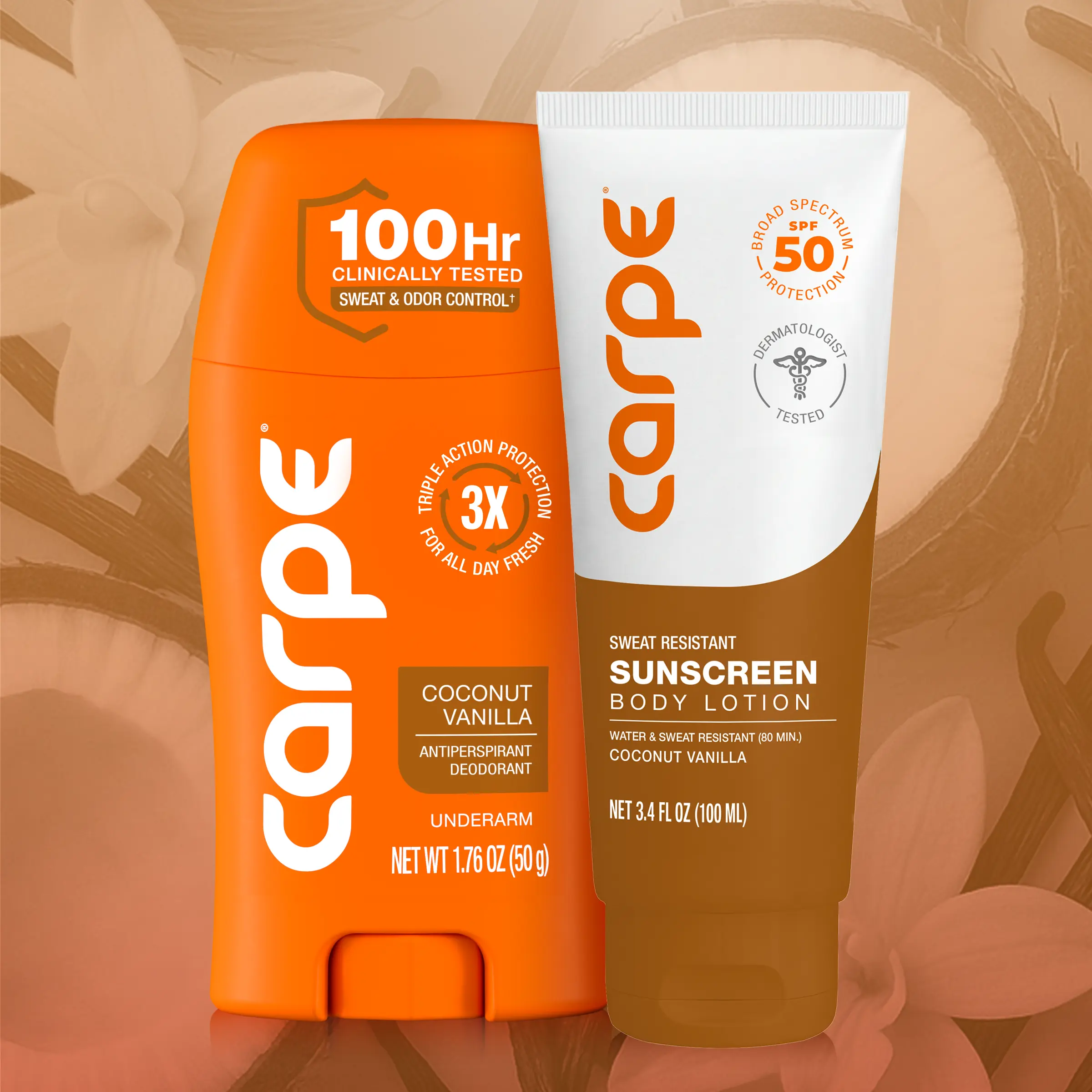 Carpe Sweat & Sun Survival Kit, 100-Hour Antiperspirant and Sunscreen Body Lotion for Summer Protection Carpe Sweat & Sun Survival Kit, 100-Hour Antiperspirant and Sunscreen Body Lotion for Summer Protection