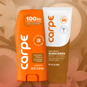 Carpe Sweat & Sun Survival Kit, 100-Hour Antiperspirant and Sunscreen Body Lotion for Summer Protection