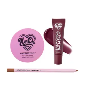 KimChi Chic Beauty Puff Puff Glass Soft Focus Bundle - Blurring Setting Powder + Lip Liner + Hydrating Lip Balm