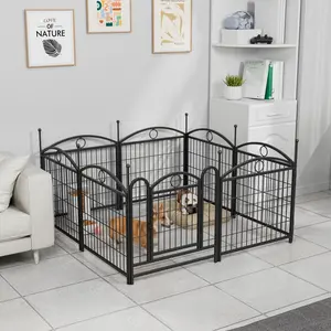 Black Metal Dog Playpen, 24" Tall Foldable Pet Exercise Fence with 8 Panels & Lockable Door, Durable Rust-Proof Puppy Pen for Yard, Garden, Indoor & Outdoor Use