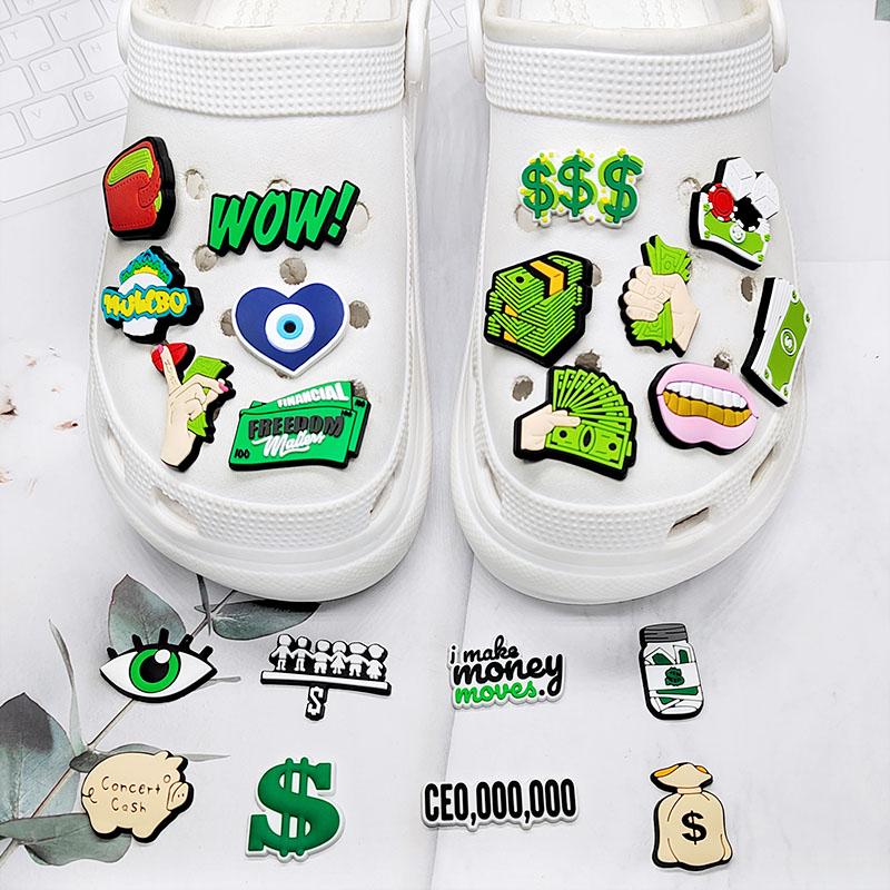 Cartoon Money Croc Shoe Charms for Kids Boys Girls Women Men PVC Wristband Sandals Clog Accessories Party Favor with Dragon and Character Designs