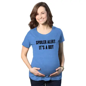 Maternity Spoiler Alert It's a Boy Funny Gender Reveal Pregnancy Announcement T shirt Funny Graphic Maternity Tee Cute Pregnancy Tees With Plus Sizes Pregnant Maternity Shirts Royal