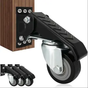 Workbench Caster Kit for Heavy Duty Work, Including 4 Wheels & 4 Brackets, Furniture Hardware with 600-lbs Load Capacity for Workbench, Table & Equipment