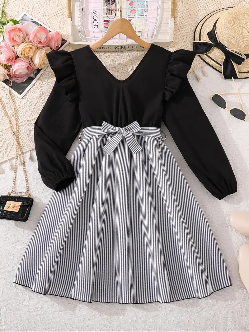 long sleeve striped dress - TikTok Shop