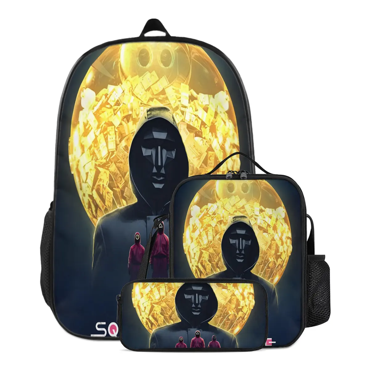 SQUID GAME 2025 SURVIVAL BUNDLE: Battle Backpack + Stealth Lunch Box & Pencil Case | Triple-Layer Stormproof Armor for School & Wilderness | TikTok’s #1 Mom-Approved Combo⚡🍱