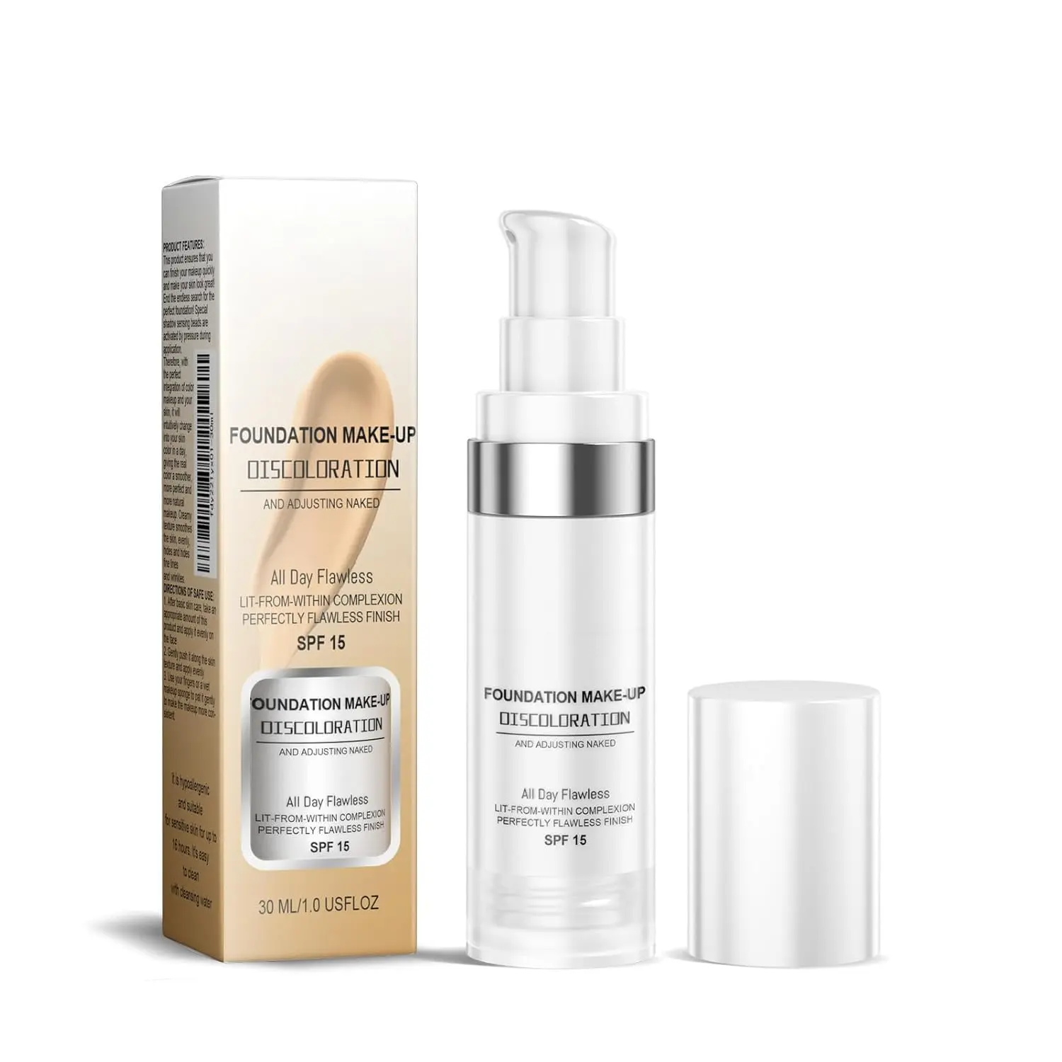 Flawless Colour Changing Foundation 30ML – Moisturizing & Long-Lasting Liquid Foundation with SPF 15, Full Coverage, Poreless & Waterproof, Natural Skin Tone Makeup for Face