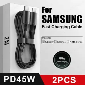USB Super-Fast Charging Data Cable Type C Wired for Samsung S22/S21/Note Series Cellphone, 45W PD Quick Charge, 480Mbps Transfer Speed, 100W Power Adapter for All Type-C Devices, Electronic