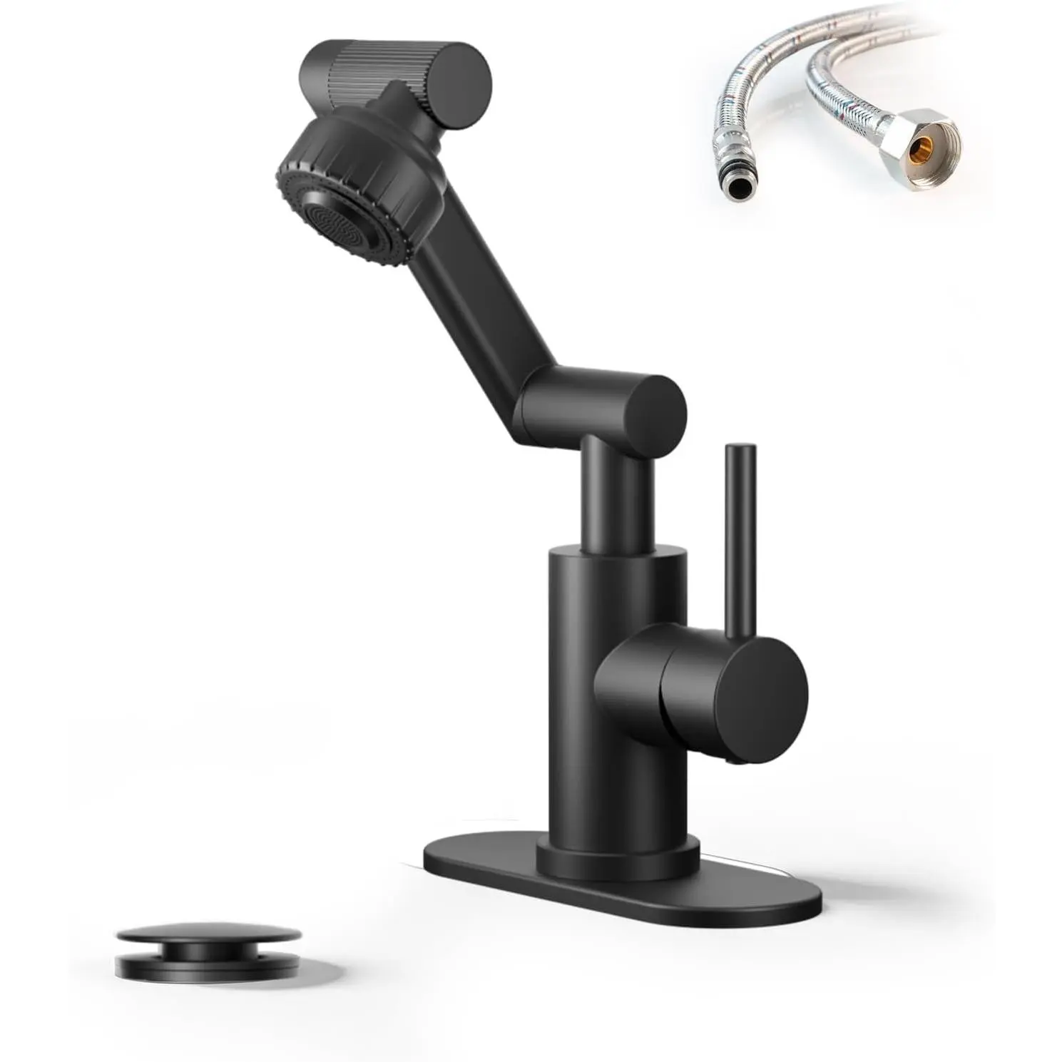 1080-Degree Universal Rotatable Stainless Steel Bathroom Faucet - Dual Flow Tub Taps, Height Adjustable, Dual Modes, Single/3-Hole Installation for Bathroom Sink