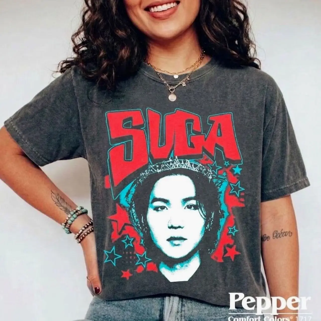 Vintage Suga Shirt, 90s Suga T-Shirt, Min Yoongi Retro Graphic Tee, Comfort Colors Kpop Merch, Gift for ARMY RS9