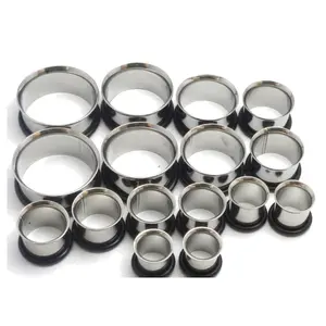 Zaya Body Jewelry 16pc 00g to 1 Inch Unisex Surgical Steel Tunnels Ear Stretching Kit with 8 Pairs of Single Flare Gauges