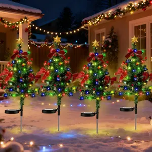 1PCS Solar Christmas Tree Lights, Outdoor Decoration Waterproof, LED Artificial Prelit Christmas, Solar Powered Mini Xmas Trees, for Outdoor Patios Gardens, Paths Ambient Lighting Etc