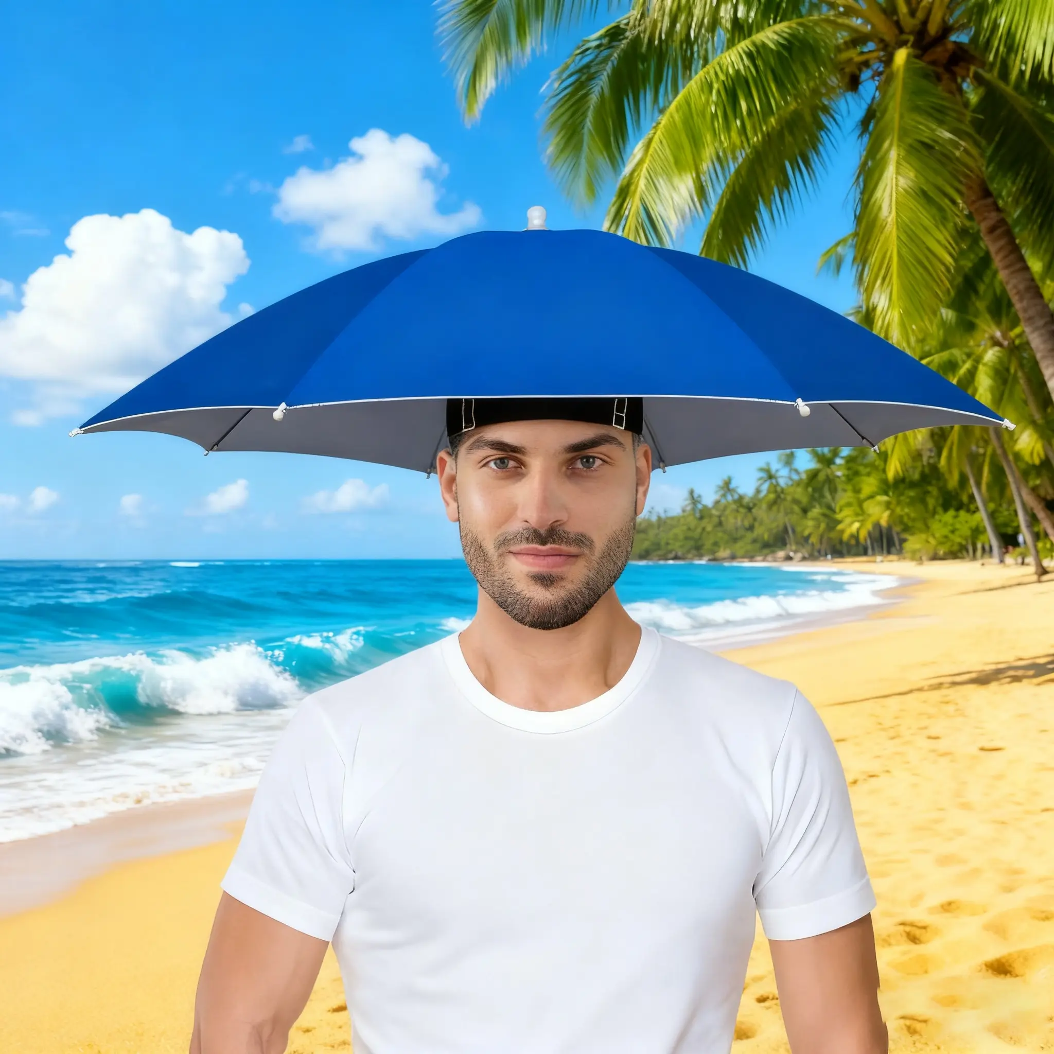 One outdoor head-mounted umbrella, a lightweight, adjustable and uv resistant canopy umbrella, is very suitable for outdoor fishing and exploration