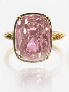 Sterling Silver Elongated Cushion Pink Sapphire CZ Cocktail Ring
