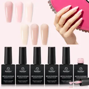 Beetles Base Color Gel Nail Polish, 6 Colors Nude Gel Polish Pink Nail Polish Peach Pink Nail Polish Neutral Sheer French Tip Base Colors Soak Off Nail Art Manicure DIY at Home Gift for Women