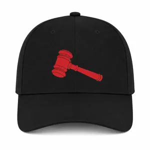 Red Gavel Baseball Cap, Black Adjustable Lawyer Judge Graphic Hat for Men Women, Legal Symbol Casual Cap, Courtroom Inspired Hat, Attorney Law Student Gift