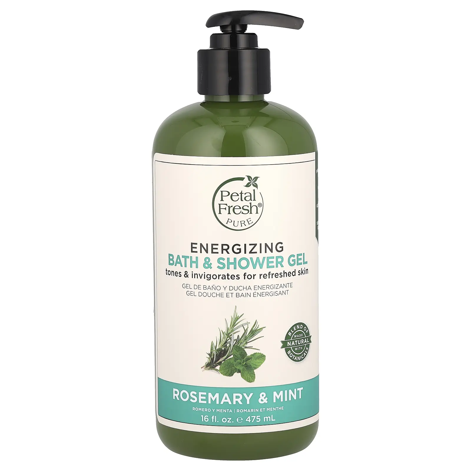 Petal Fresh Energizing Bath & Shower Gel, Rosemary & Mint, 16 fl oz (475 ml)
