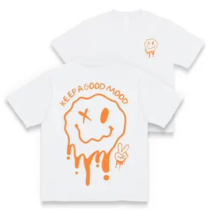 Keep A Good Mood Melting Smiley Peace Sign Graphic Women's Positive Vibe Crewneck For Casual Outings & Mental Health Vibes