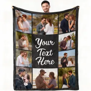 Valentines Day Gifts for Her Him Custom Blanket Throws with Photos Text Personalized with Picture Customizable, Customize I love You Gift for Girlfriend, Boyfriend, Husband & Wife Couple