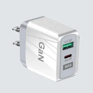 GaN Fast Charger Two-Port USB-C Travel Power Adapter Wall Charger (65W) for Electronic Devices