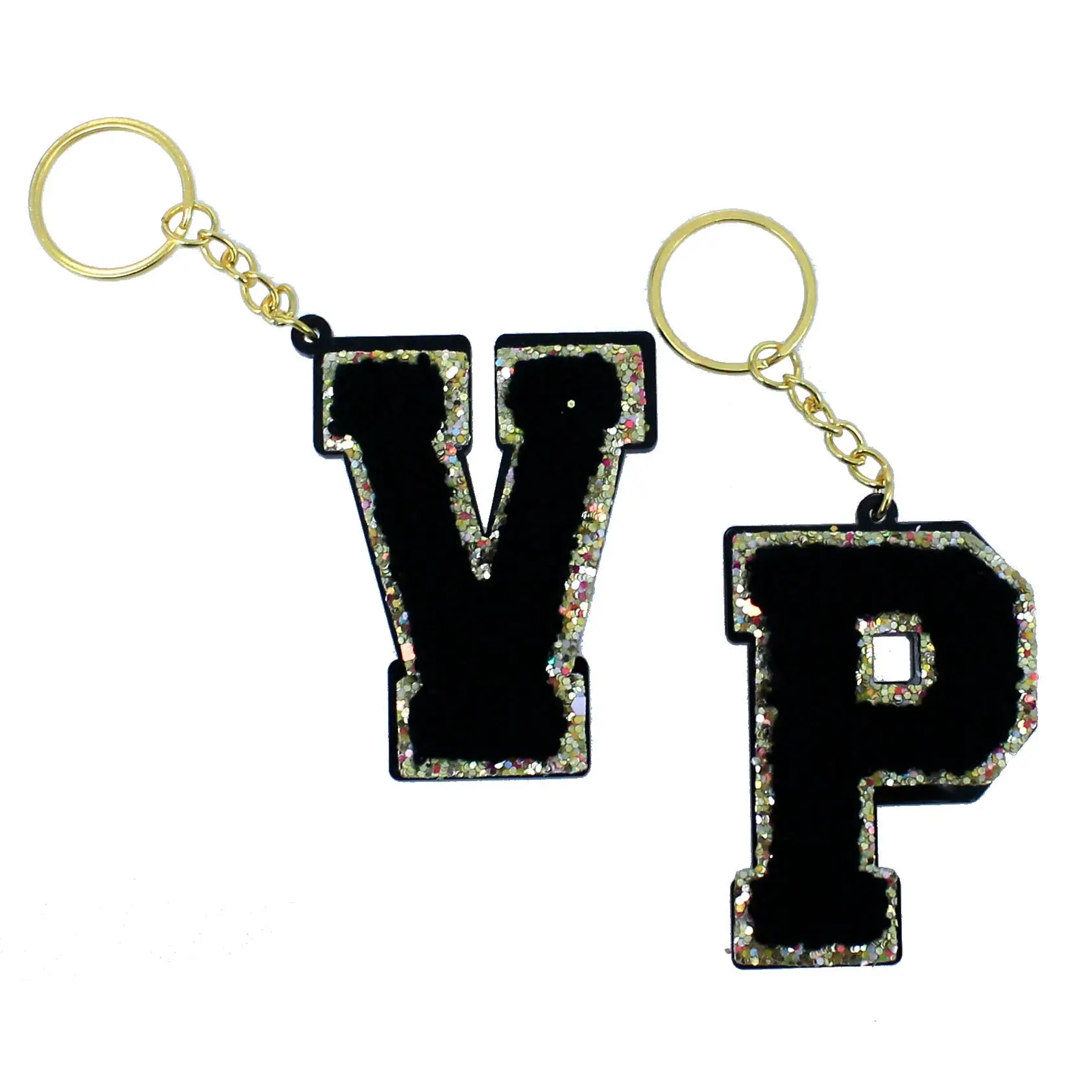 Viv&Lou® Personalized Black Acrylic Letter Keychain Monogram Initial Gift #ACK-LETTER-BLK