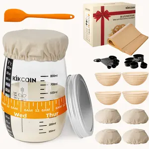[Hot Picks]Super Combo Kikcoin 25Pcs Sourdough Starter Kit,Food Storage Container Jar,Bread Banneton,Proofing Basket,Spatula,Measuring Spoons,Springtok Bakeware