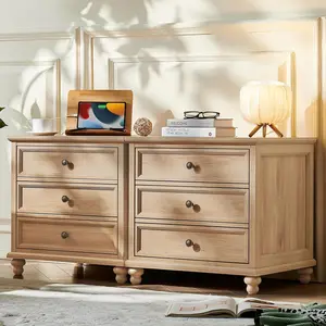 Joaxswe Farmhouse Nightstand with Charging Station, 24" Wide End Table with 3 Drawers,Natural Wood Dresser Cabinet for Bedroom, Bed Side Table Chest of Drawers,Night Stand for Living Room, Closet