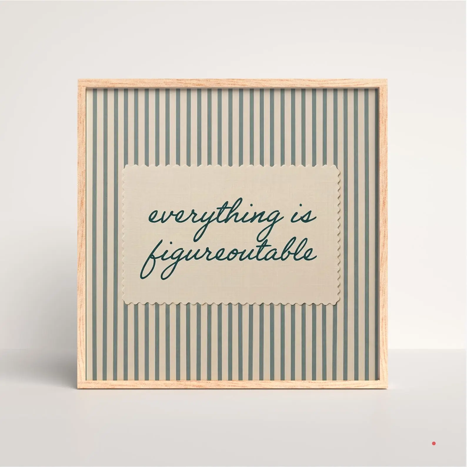 Everything Is Figureoutable Print, Blue Striped Quote Poster, Motivational Office Wall Art