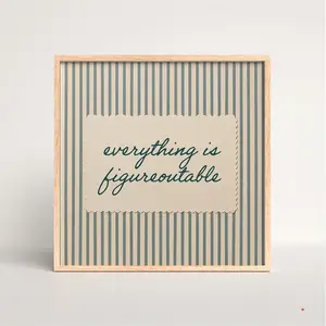 Everything Is Figureoutable Print, Blue Striped Quote Poster, Motivational Office Wall Art