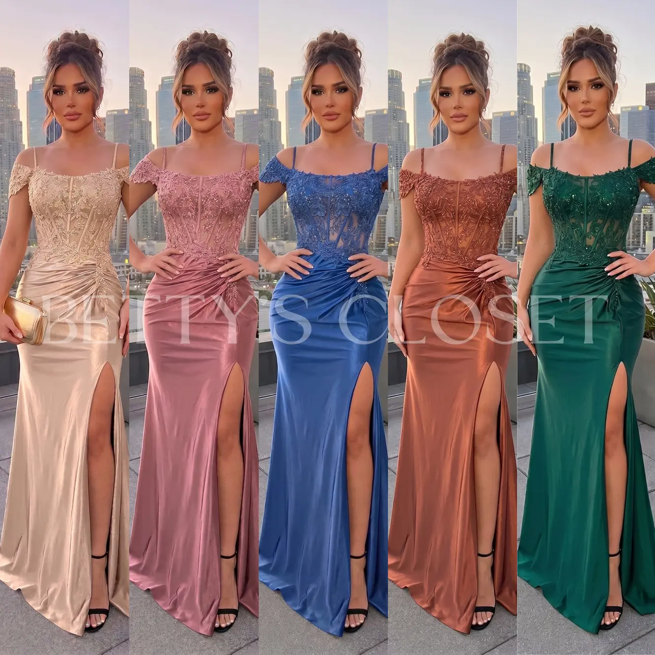 Anastasia Embroidered Knot Waist Long Gown
