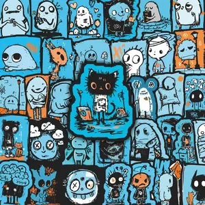 50 Trendy Graffiti Character Illustration Sticker Set, Soft Vinyl Decals with Odd Characters & Graffiti Designs, Perfect for Laptops, Water Bottles, Gifts