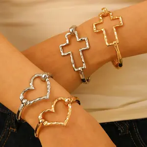 Hollow cross/heart bracelet golden/silver bracelet ladies daily wear gift