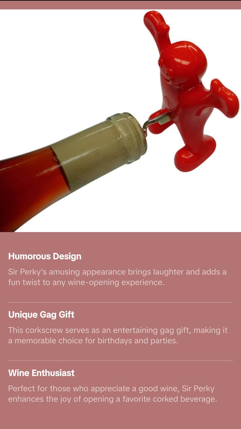 Sir Perky Corkscrew - Novelty Kitchen Utensils - Funny Gag Gift for ...
