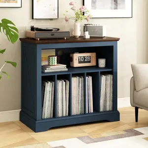 Large Farmhouse Record Player Stand, Turntable Stand with Vinyl Storage, Wood Record Holder Storage Cabinet Dispaly Shelf for Living Room, Bedroom, Office