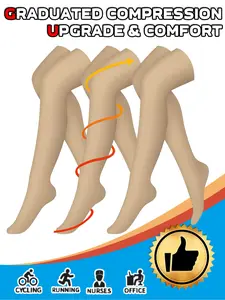 Knee-Thigh High Compression Stockings, 15-20mmhg Support, Sports & Recovery Gear, Unisex Design, All Season Use, Tight-Fit Compression Socks, Compression Leg