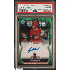 2023 Bowman Draft Chrome Prospect Autograph Joe Redfield PSA 8 Green Lava /99
