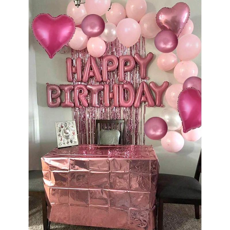 49pcs Pink Balloon Set for Party Baby Shower Wedding Anniversary Home Decor with 16 Inch Heart Shaped and Metallic Balloons Ideal for Photo Booth Backdrop PE and Latex Material Multicolor Balloons