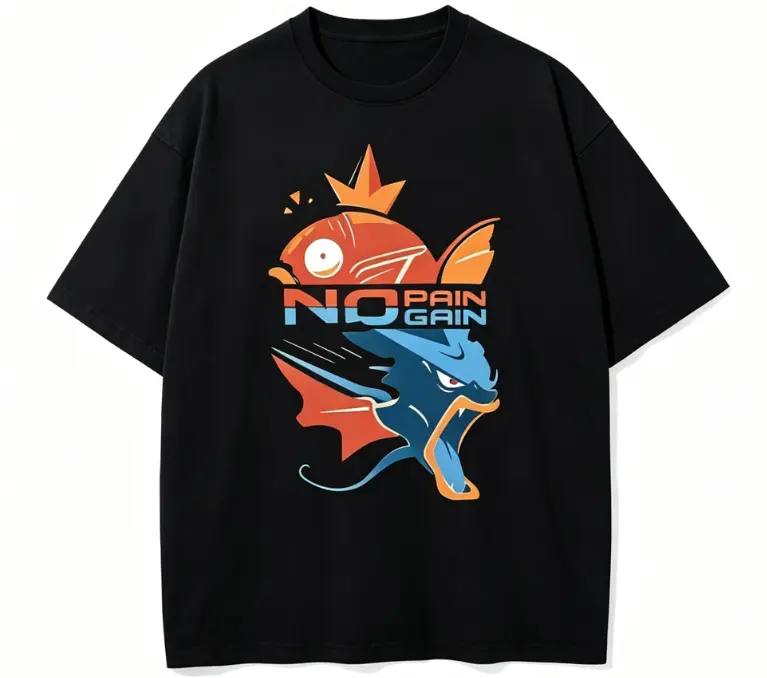Cool Contrast Fish Dragon Street Cartoon Graphic T-Shirt, Unisex Workout Casual Tee, 100% Cotton Printed Craft summervibes Casual Top, Relaxed Soft Breathable unisex summer clothing summer outfits unisex