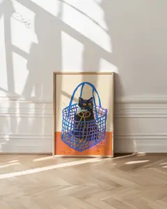 Trendy Cat Art Poster Unframed : Maximalist Kitsch Home Decor