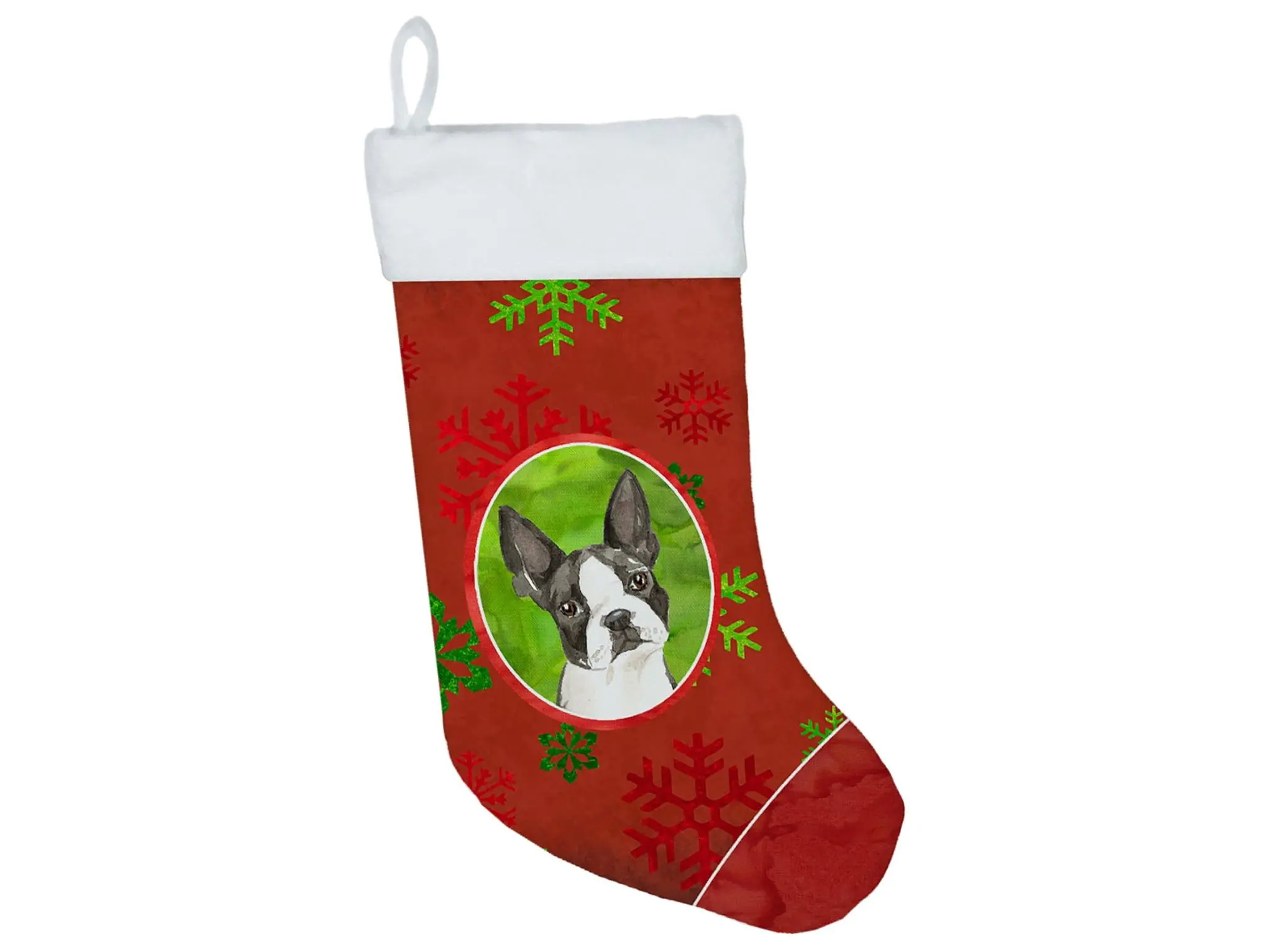 Boston Terrier Artwork Christmas Stocking - 18 Inches High Suede Decor with Hanging Tab, Artistic Festive Home Supply