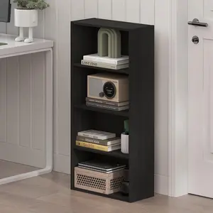 BASIC Bookcase, 4-Tier Bookcase with Open Shelf, Cube Storage Bookcase, 7 x 17 x 35, for Living Room Bedroom Home Office, Espresso