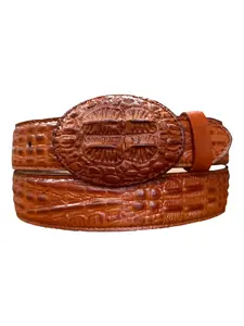 Cinto Vaquero Cocodrilo de Piel Western Style Crocodile Cowhide Leather Belt