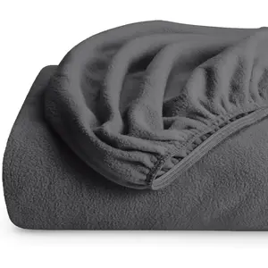 Super Soft Fleece Fitted Sheet - Full Size - Extra Plush Polar Fleece - Deep Pocket - All Season Cozy Warmth (Full, Grey)
