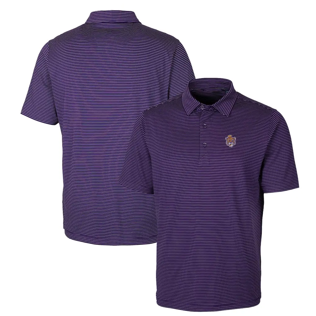 VIRAL HOT TREND 2026 Unisex Purple Micro Striped Golf Polo Shirt Short Sleeve Stretch Athletic Collared Shirt for Men Women Outdoor Sports with Tiger Mascot Embroidery