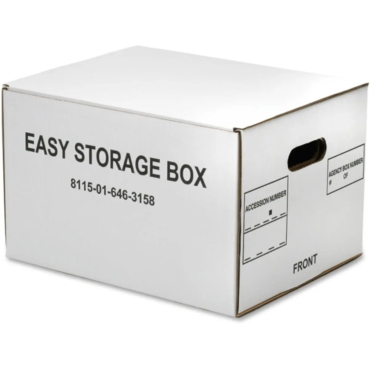 212 MAIN White Folder-Style Tuck Top Fiberboard Storage Organizer - Skilcraft NSN6463158, 14.75x12x9.5 in Corrugated, 32 psi Edge Crush Strength, Hand Holes, Letter Size for Everyday File Storage Organization