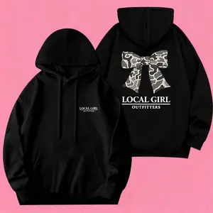 daily casual cotton Women's Printed Hoodie with Bow Camo Pattern, Casual Fashion Must-Have for Autumn Winter religious gift idea