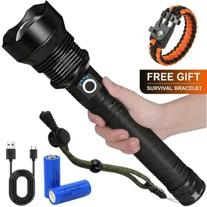 Mother's Day Gift  Taztir P70 Ultra Bright LED Flashlight | 10000mAh Long Battery Life | High Lumens Rechargeable Tactical Light | 5 Modes & Zoomable | IPX7 Waterproof Aluminum Torch for Camping, Fishing & Emergency